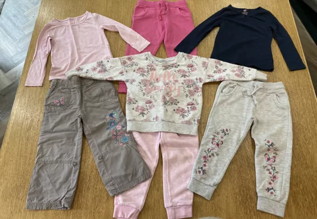girls pink joggers trousers, two tops and Hello Lovely Sweatshirt 2-3 years