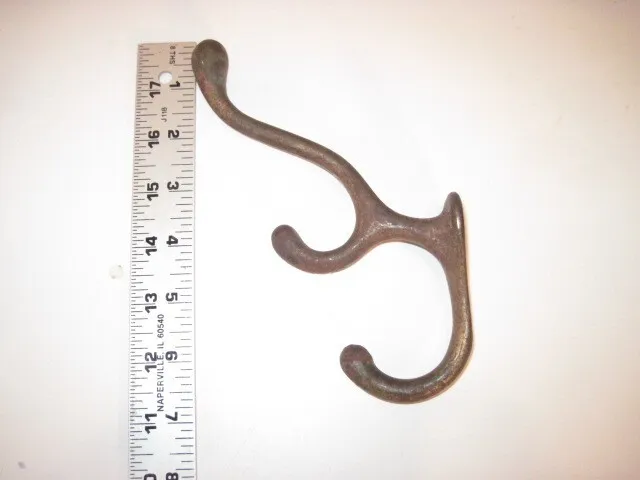 Antique Large Cast Iron Horse Harness Bridle Hook From Old Barn 7 1/4" Long Vgc!