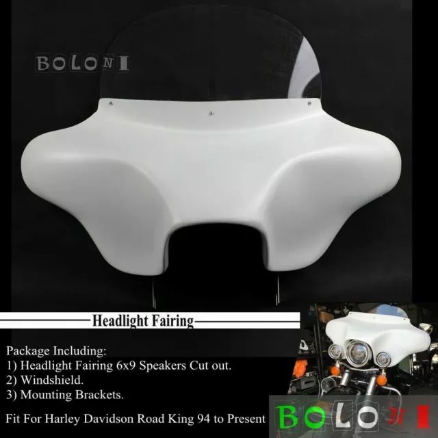 Batwing Fairing Windshield & 6X9 Speaker Cut Out For Harley Road King 1994-2022
