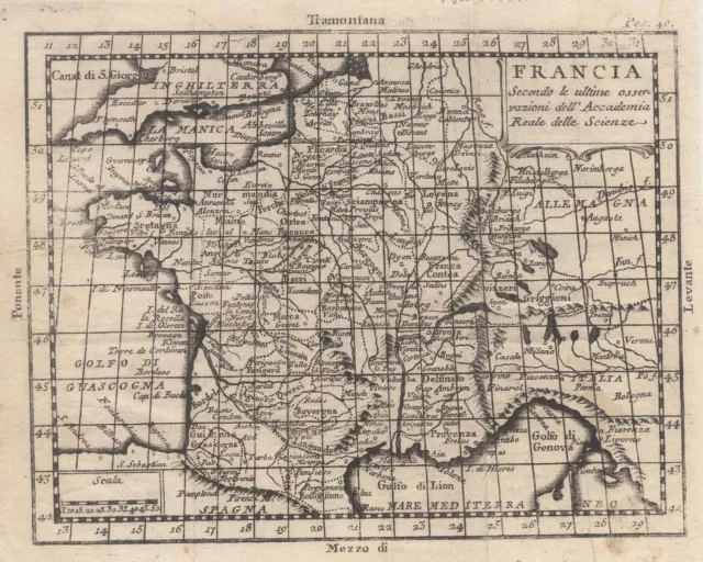 Frankreich Original Kupferstich Landkarte Pitteri 1767