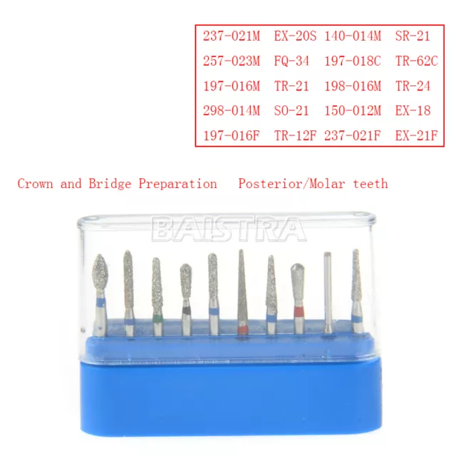 5Pack Dental Diamond Burs FG-102 for Crown & Bridge Preparation Molar