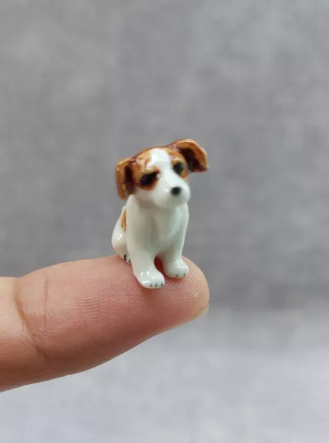 Tiny Jack Russell Terrier Puppy Ceramic figurine Miniature Sculpture Collectible