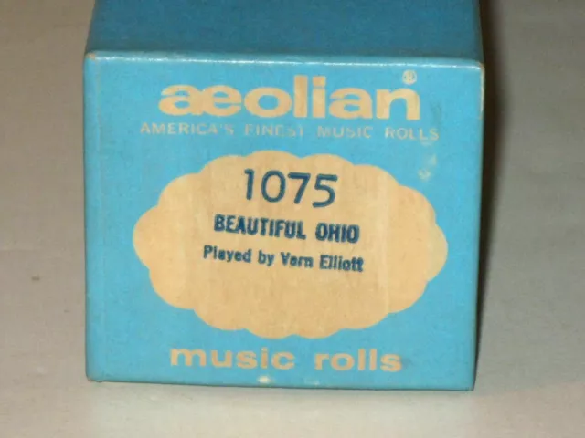 Vintage AEOLIAN Player Piano Roll No. 1075 BEAUTIFUL OHIO! Vern Elliott!