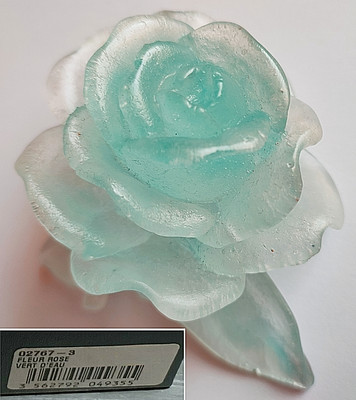 Daum Rose Fleur Vert D'eau 