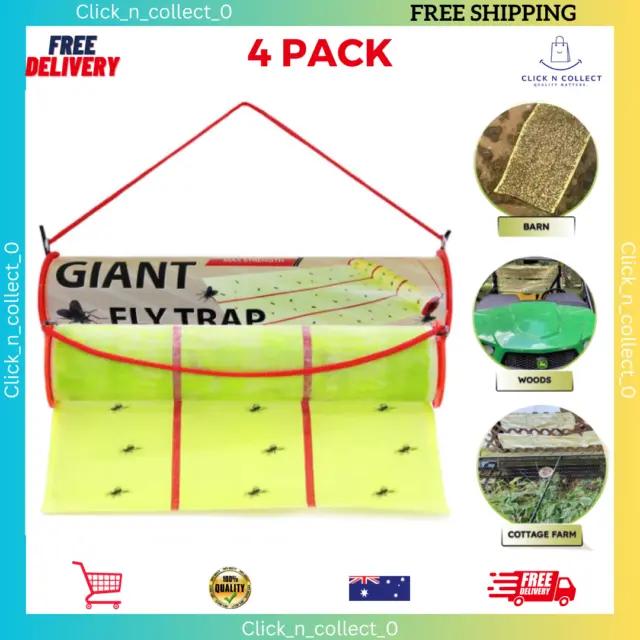 2 Pack Giant Sticky Fly Trap Roll MAX Strength Outdoor/Indoor Non Toxic Flies