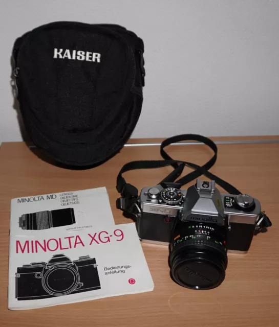 Minolta XG-9 Spiegelreflexkamera / MD Rokkor 50mm 1:1.4 / Zubehör