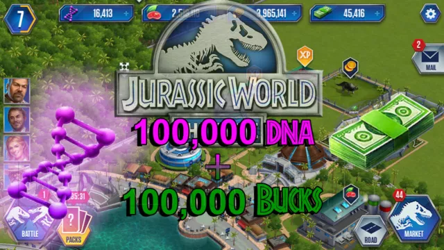 Jurassic WORLD The Game Builder 100,000 DNA And Bucks package Android iOS park