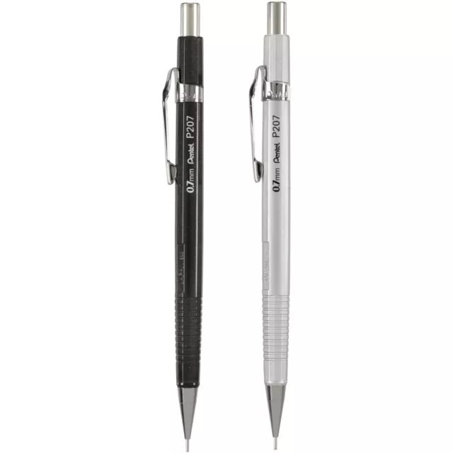 PENTEL Sharp Mechanical Drafting Pencil .7 mm Black & Silver Barrels 2/Pack P207