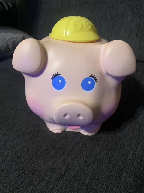 Vtg Fisher Price Plastic Piggy Bank Pig 1980s Fisher Price Toys Quaker Oats Co