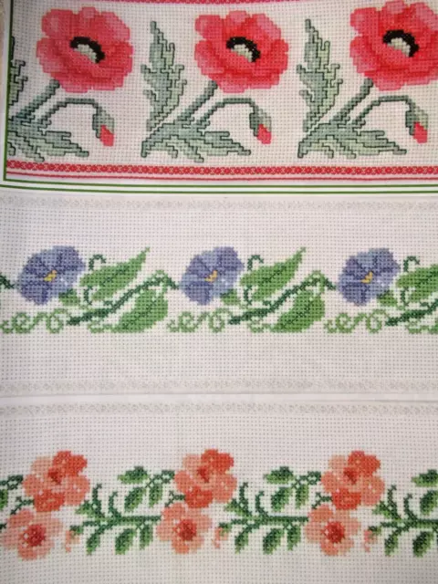 Stickvorlage "Blumen-Bordüren" 3 Kreuzstich-Motive