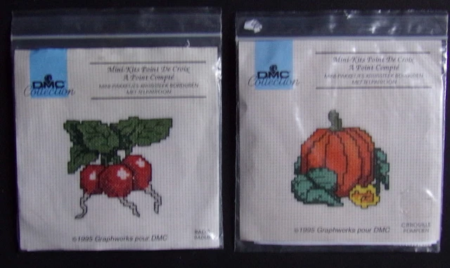 § ANCIEN MINI kit DMC point de croix point compté RADIS ou CITROUILLE