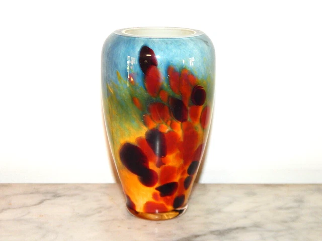 Vase soliflore en verre soufflé signé Mdina Malte années 70