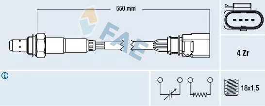 Sonde lambda FAE 77439 pour POLO, A3, TOURAN, GOLF, LEON, Q5, A4, FABIA, PASSAT