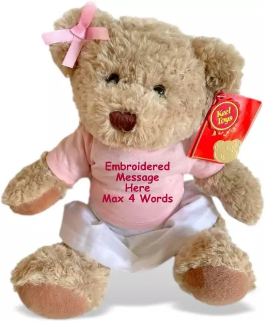 Personalised Traditional Teddy Bear Baby's 1st Birthday Christening Flower Girl