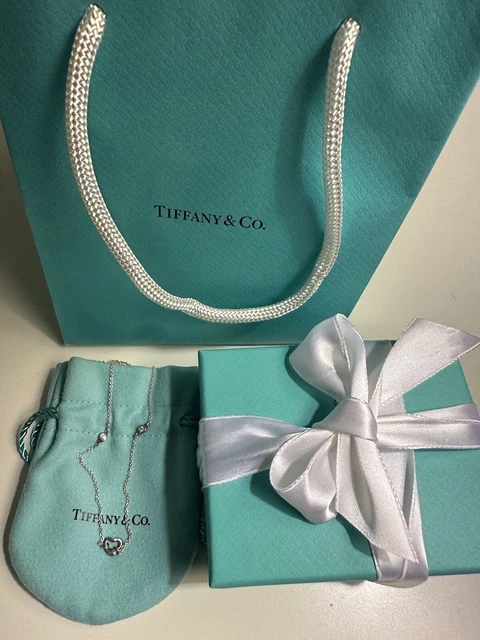Tiffany & Co. Sterling Silver Peretti By The Yard Open Heart Diamond Necklace 16