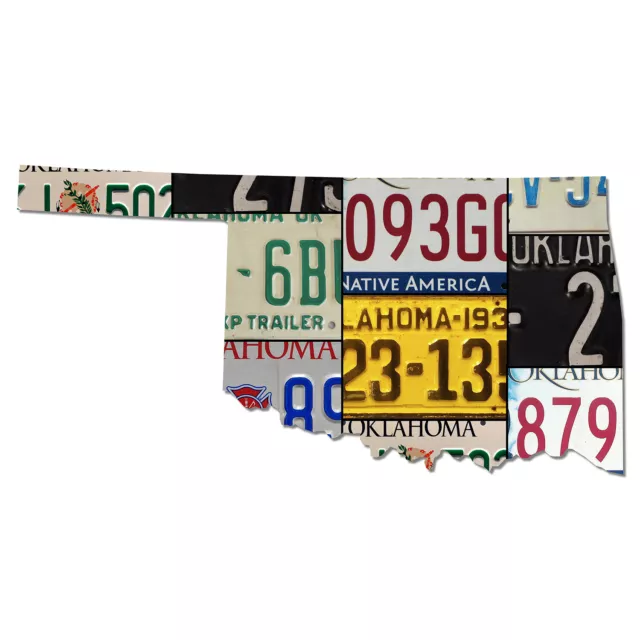 OKLAHOMA License Plate Map Plasma Cut Sign, Native America Metal License Plates