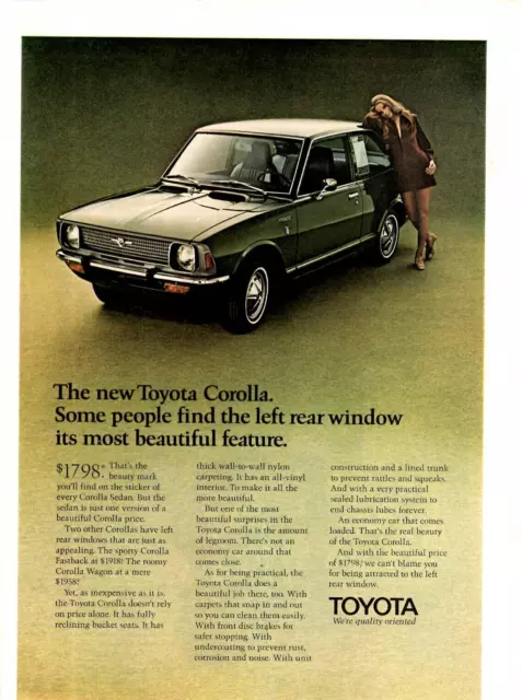 1970 Print Ad Toyota Corolla $1798 Some People find the Read Window Beautiful
