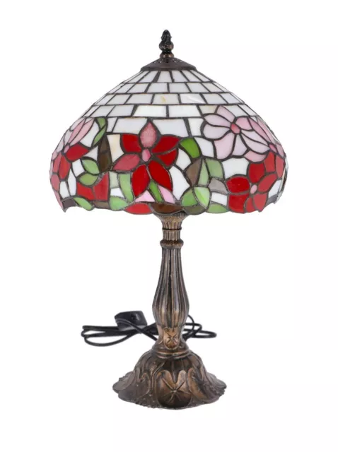 Lampada da tavolo in stile tiffany base in lega e vetro realizzato a mano 45 cm