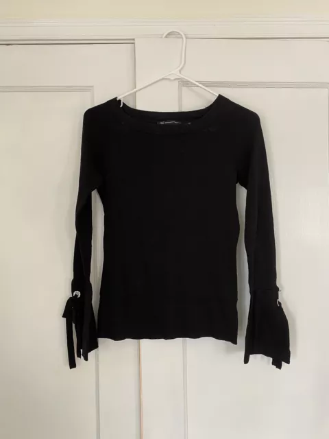 inc international concepts Women’s sweater Small Black Bell Sleeve Pullover