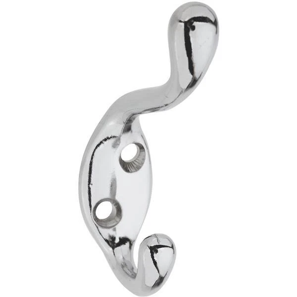 5 Pk Die Cast Chrome Finish 3-1/2" High Wall Door Coat & Hat Hook N273516