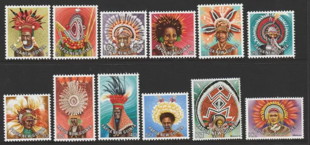 Papua New Guinea 1977-78 Headdresses Definitives. Set of 12 Stamps. MNH