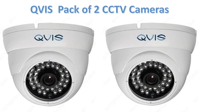 Pack of 2 QVIS 5MP Fixed Lens Eyeball Dome CCTV Camera 36pcs IR - WHITE, 3 years