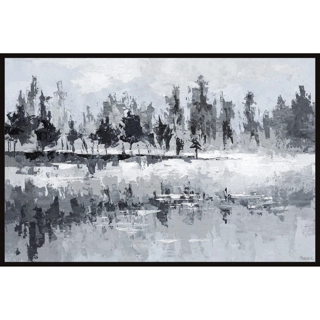 Handmade Dark Lake Floater Framed Print on Canvas  Small
