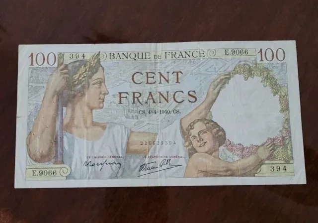 Ancien Billet Cent 100 Francs SULLY Ed. 1940 Collection Banque de France