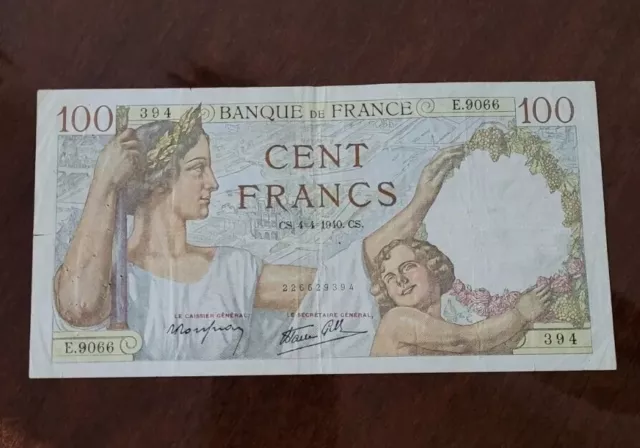 Ancien Billet Cent 100 Francs SULLY Ed. 1940 Collection Banque de France