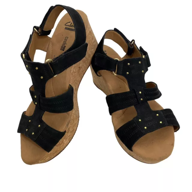 CLARKS ANNADEL ORCHID Gold Leather Cushion Soft Wedge Sandals Wide Fit 6 E 29.50 PicClick UK