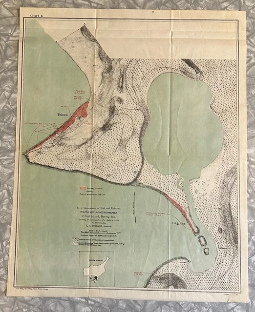 1895 Fur Seal Habitat Map Tolstoi Lagoon Rookery Stpaul Island Bering Sea Alaska