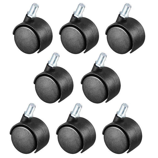 8 Pcs 1.57 Inch Swivel Caster Wheels Nylon 360 Degree Threaded Stem M8 x 15mm