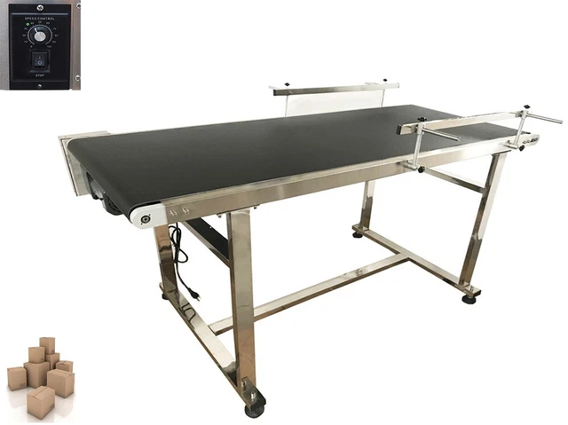 110V PVC Belt Conveyor Machine with Double Fence Transport Machine 59''x 19.6''