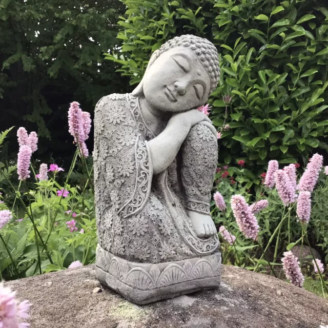 Stone Garden Zen Sleeping Lotus Buddha Buddah Statue Ornament