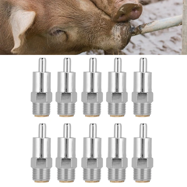 10 Pcs/Set Stainless Steel Pig Automatic Waterer Round Mouth Nipple Drinker Hbh