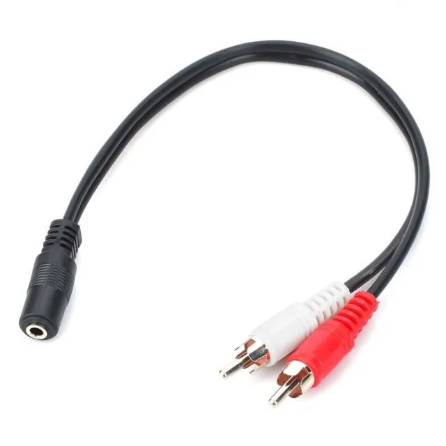Premium Stereo Audio 3.5mm Aux Jack to 2 RCA M/M Y Cable Gold Plated 1m