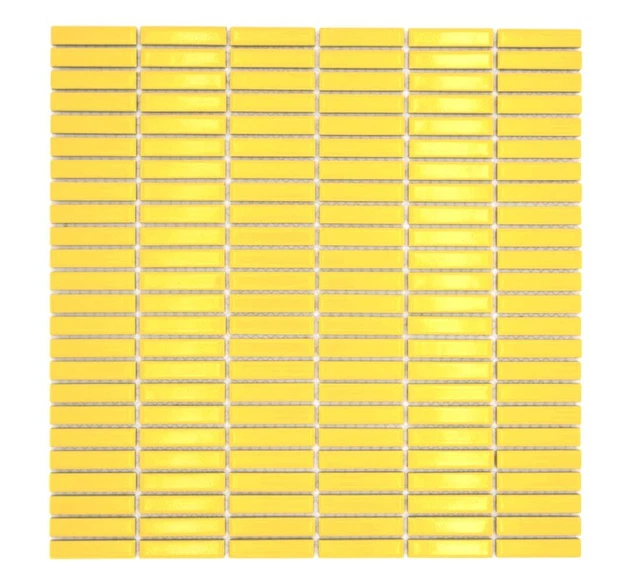 Palillos de mosaico de cerámica retro años 50 correas amarillo brillante | 10 alfombras