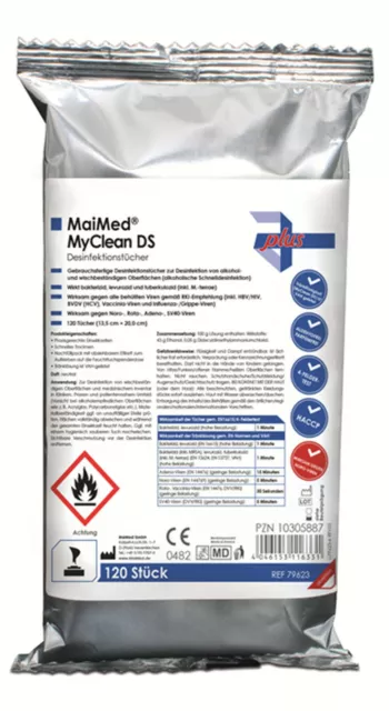 MaiMed MyClean® DS Tücher  -  Lemon  -  Desinfektionstücher 120 Stück Wipes