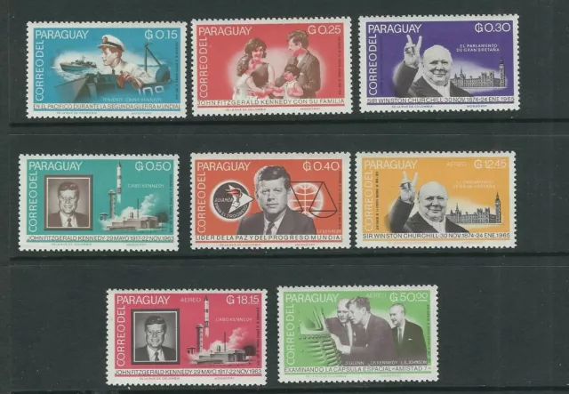 Paraguay 1965 Kennedy Jfk Space Churchill (Scott 887-894) VF MNH