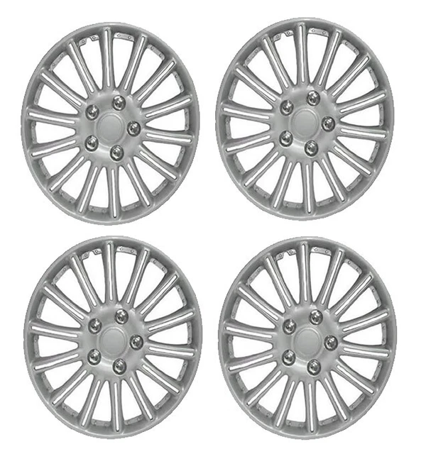 14 Inch Universal Wheel Trims Car Covers Hub Caps Silver Plastic 14” Set Of 4