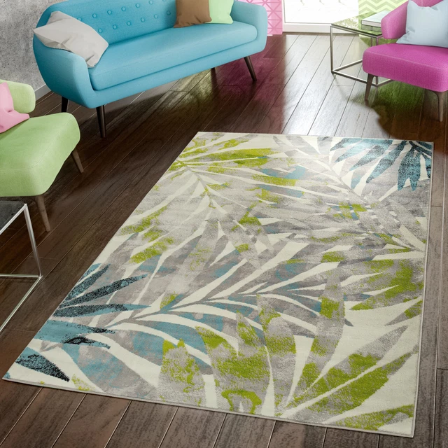 Tapis Pile Courte Abstrait Motif Geometrique Damier