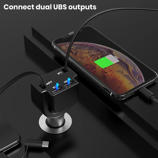 Caricabatterie auto 3 in 1 porta USB adattatore caricabatterie auto comodità porta USB per Apple