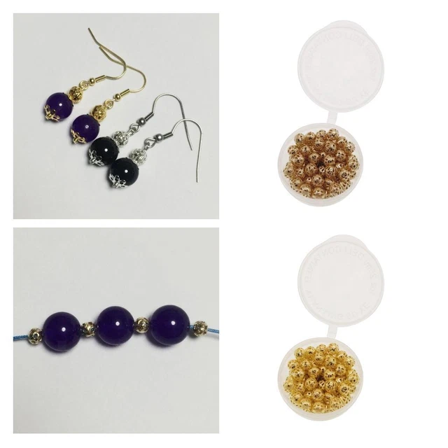 280 Stück 6mm hohle Kugel Blume Perlen Charms filigrane Zwischenperlen DIY