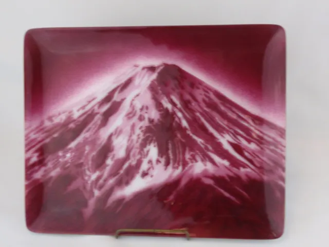 Vintage Japanese Mt Fuji Cloisonne Enamel Tray Strawberry Red Perhaps Ando