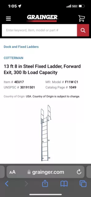 steel fixed ladder 13 feet 8 inch.  Brand Is Cotterman