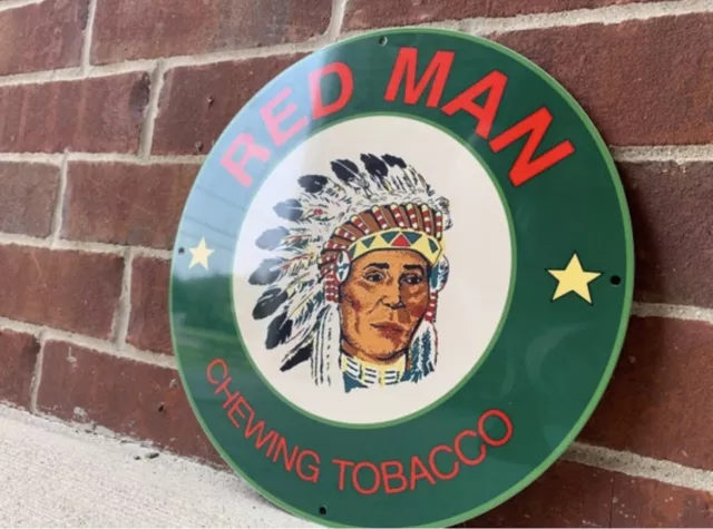 12” RED Man Indian Chewing Tobacco Heavy Metal Vintage Style Steel Sign ...