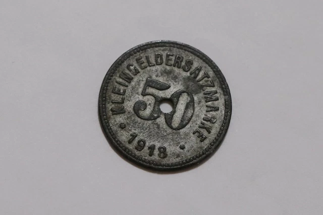 Germany War Money Token 50 Pfennig 1918 Zinc Hof B36 #Z3372