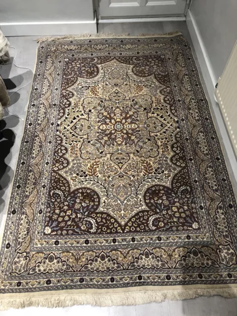 Large PERSAIN CARPET RUG HAND MADE Oriental living Room Vintage 212 x 139 Cm