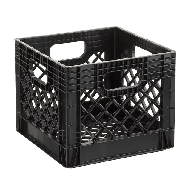 NEW Black Milk Crate Heavy Duty Stackable Plastic Multi Purpose And Best Storage