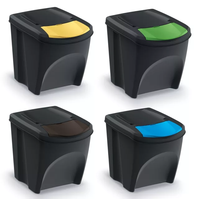 Juego de cubos de reciclaje Keden Sortibox 4x25L color negro